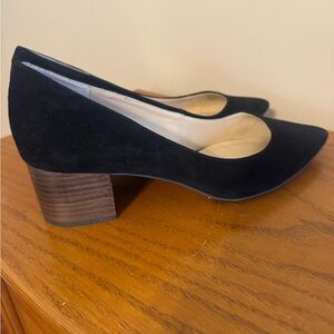 Black leather suede block heels by Sole Society